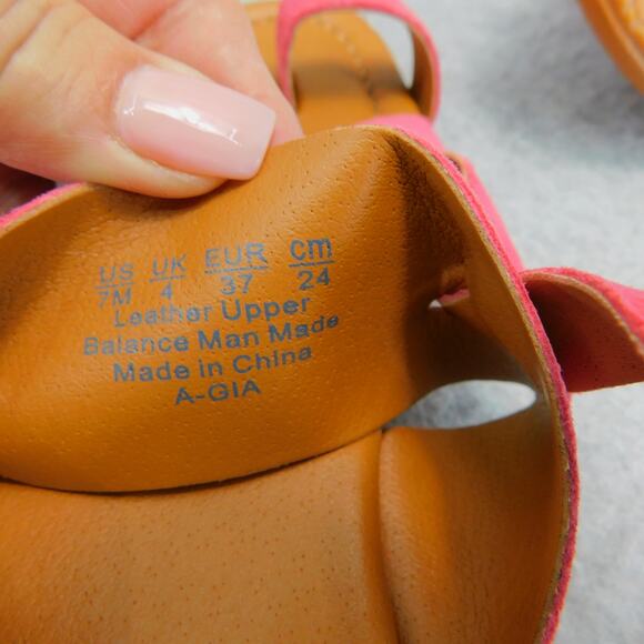 Franco Sarto Gia Pink Suede Leather Sandal Flats Women Adjustable Strap Size 7 - Picture 9 of 9